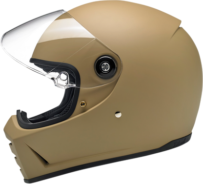 BILTWELL Lane Splitter helmet in flat coyote tan, XS size, featuring a sleek motorcycle helmet design with matte finish.