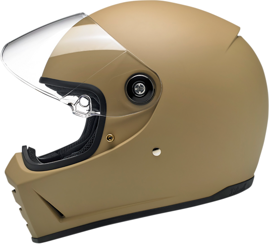 BILTWELL Lane Splitter helmet in flat coyote tan, XS size, featuring a sleek motorcycle helmet design with matte finish.