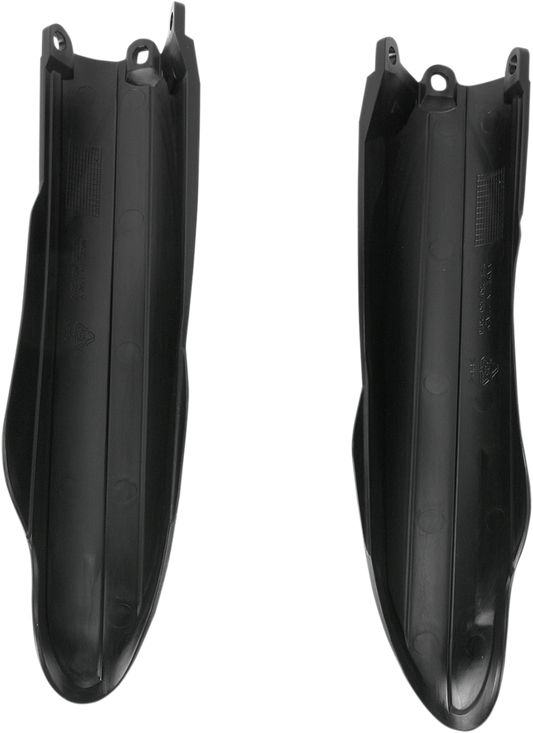 A set of black Acerbis lower fork covers for motorcycle suspension, designed to fit and protect the fork bodies.