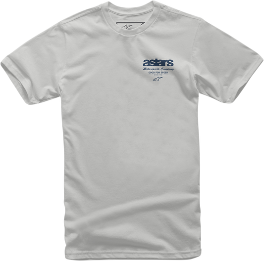 Bill's Exhausts ALPINESTARS Sign Up T-Shirt in silver, large size, featuring the brand logo and stylish design on the front.