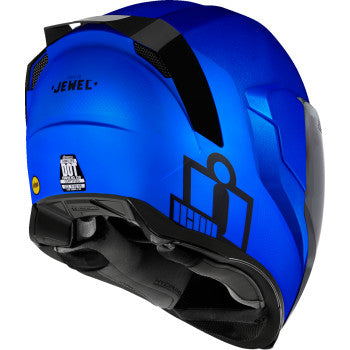 Blue ICON Airflite™ Helmet with Jewel design, MIPS® safety system, size XL, featuring aerodynamic vents and sleek finish.