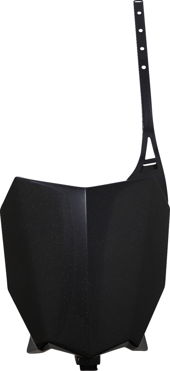 Acerbis front motorcycle number plate in black and metallic finish, designed for durable body protection.