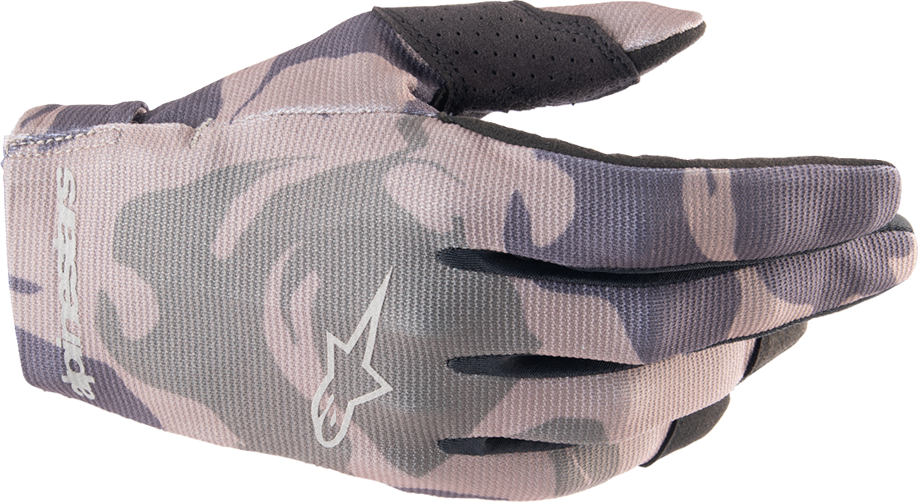 Bill's Exhausts ALPINESTARS Radar Camo Gloves in 2XL, showing black and green camouflage design with protective features.