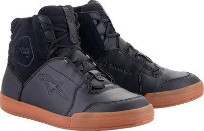 Alpinestars Chrome waterproof shoes in black and brown with US 7.5 size, featuring sleek design and sturdy construction.