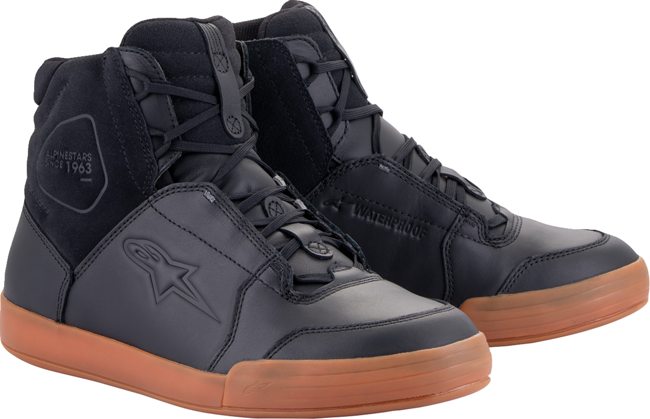 Alpinestars Chrome waterproof shoes in black and brown, US 12.5, featuring a sleek design and sturdy construction.