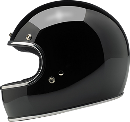 Gloss black BILTWELL Gringo helmet in 2XL size, featuring a sleek, smooth surface and classic motorcycle helmet design.