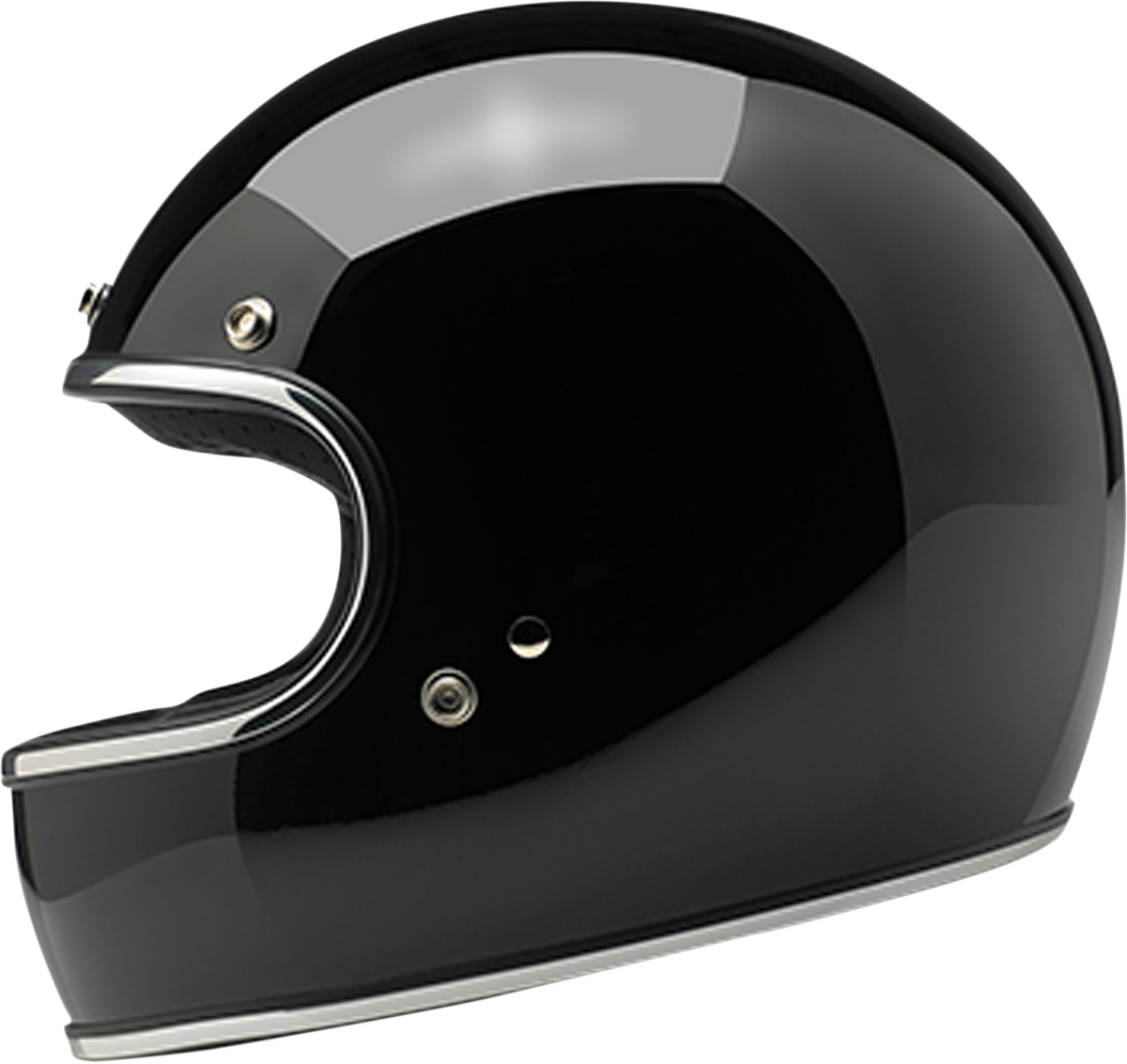 Gloss black BILTWEll Gringo helmet in XS size with a sleek, shiny finish showcasing the motorcycle helmet design.