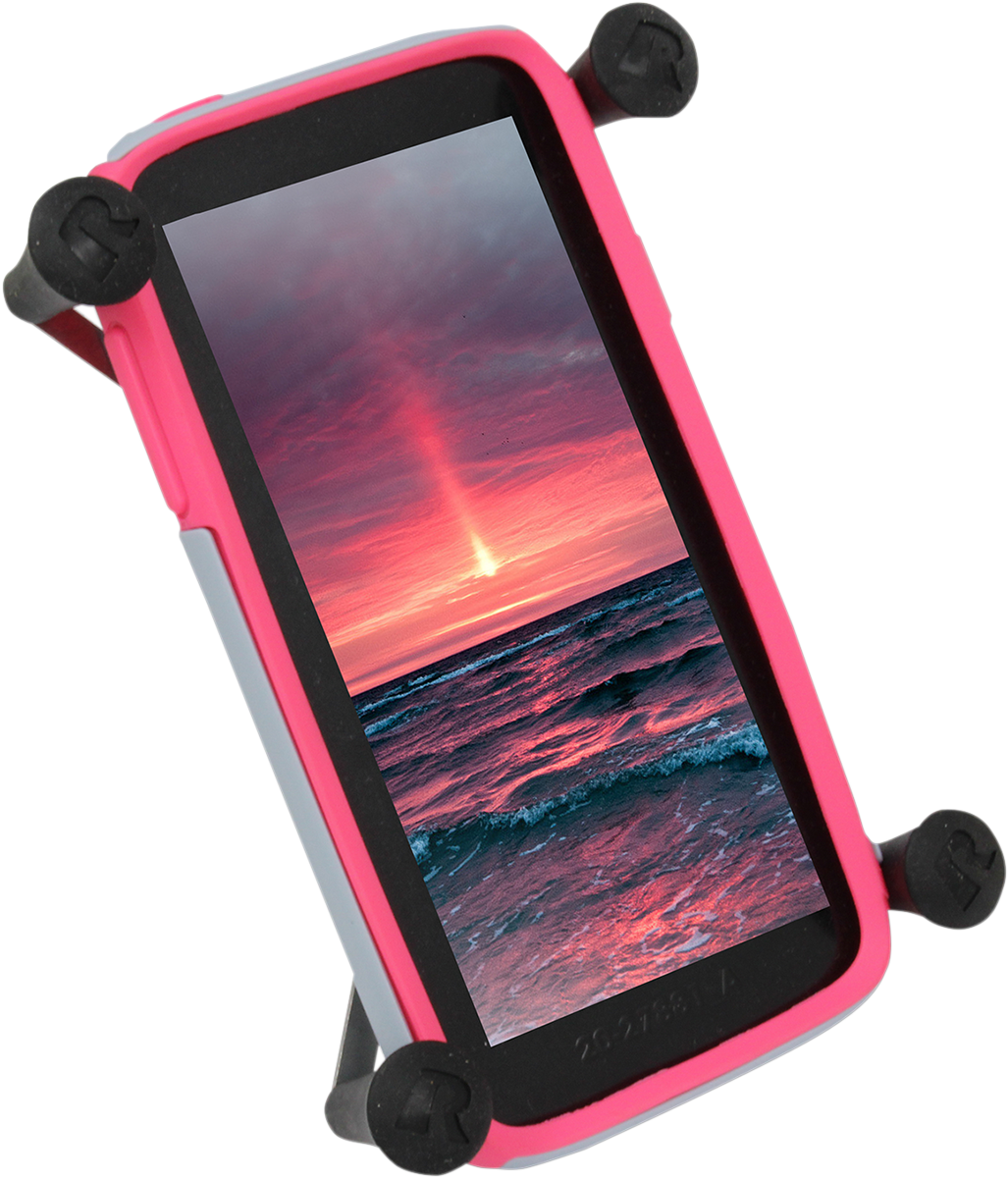 Bill's Exhausts RAM MOUNTS X-Grip tablet cradle for 5-inch tablets, installed on engine with secure rubber grip.