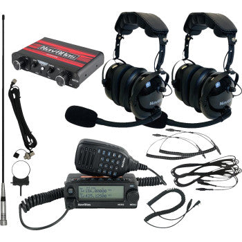 Bill's Exhausts NAVATLAS 2-Seat Intercom/Radio and Headset Kit in black, showing the headset with microphone and control units.