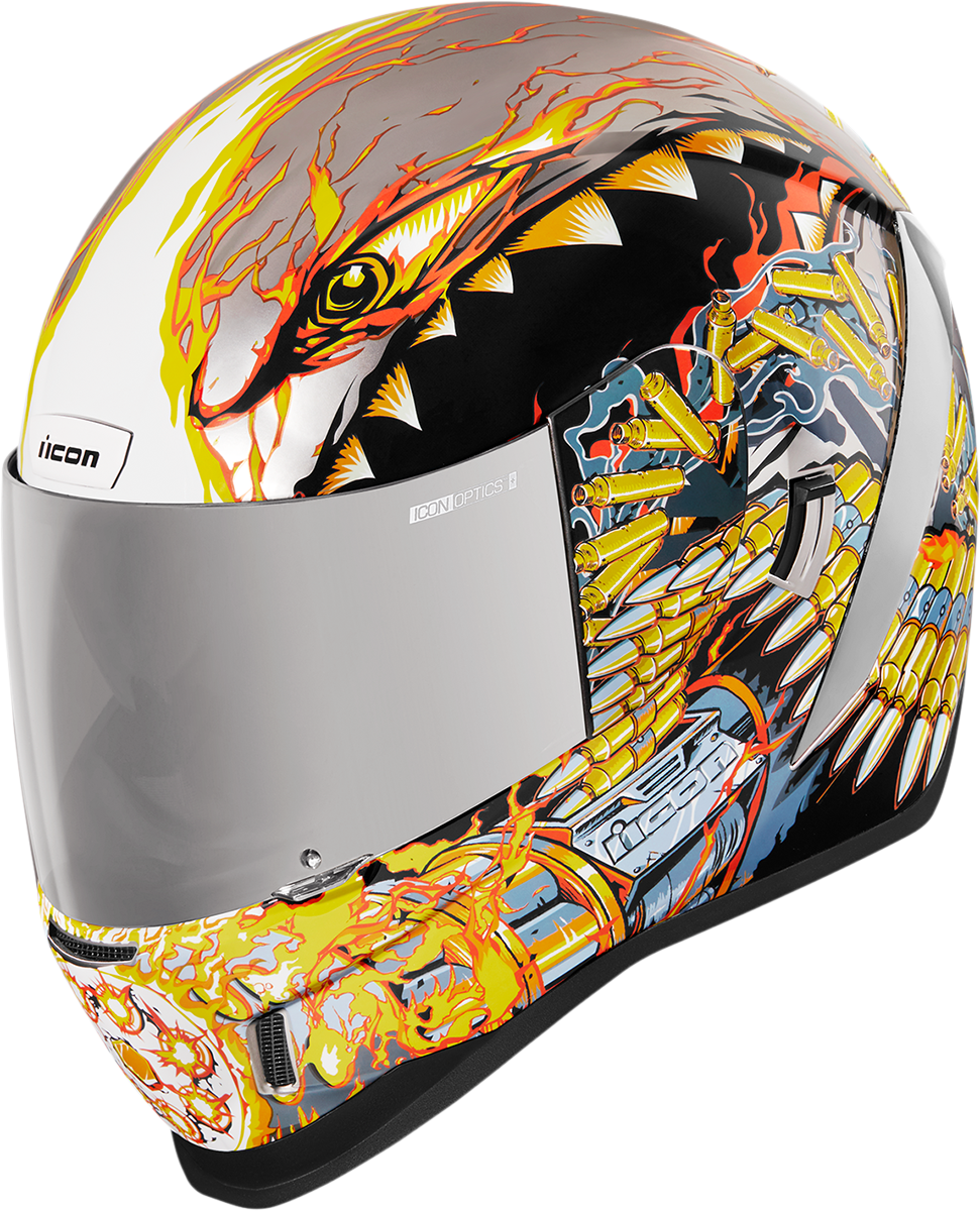 ICON Airform Warthog helmet in XS size, featuring a bold design and aerodynamic shape for motorcycle riding.