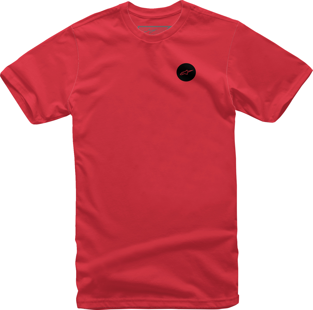 Red Alpinestars Faster T-Shirt in large size, featuring the brand logo on the front, displayed on a plain background.
