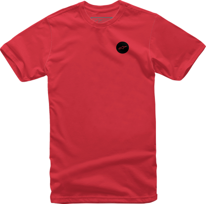 Red Alpinestars Faster T-Shirt in large size, featuring the brand logo on the front, displayed on a plain background.