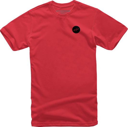 Red Alpinestars Faster T-Shirt in large size, featuring the brand logo on the front, displayed on a plain background.