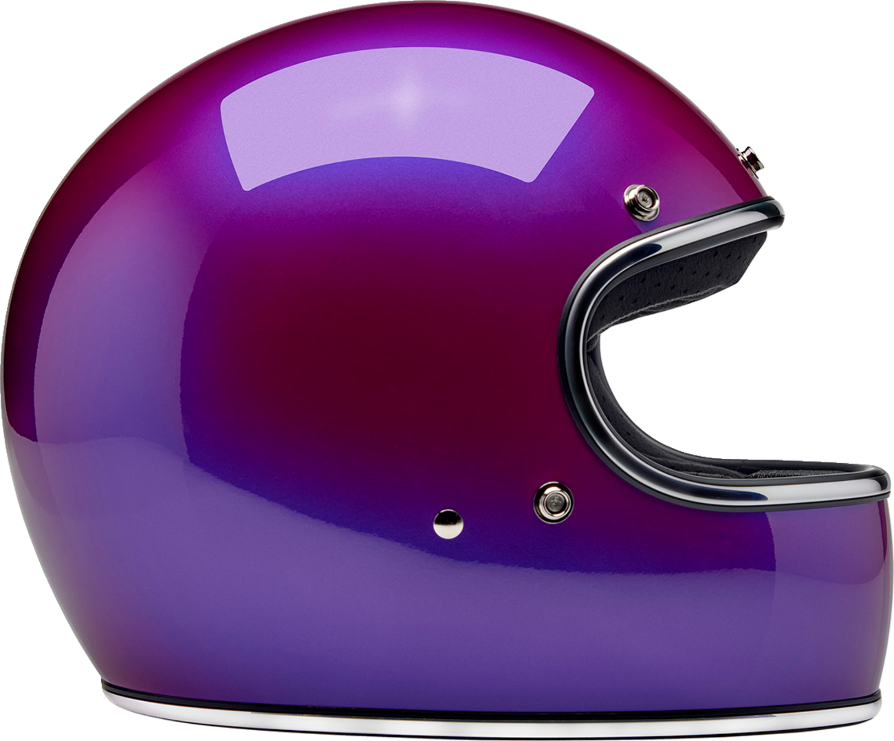 BILTWELL Gringo Helmet in metallic grape finish, medium size, featuring a sleek helmet design with matte and glossy details