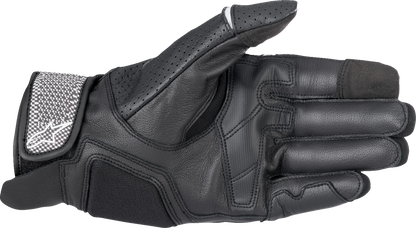 Alpinestars Morph Sport Gloves in black and white, large size, featuring padded knuckles and breathable fabric for motorcycling.