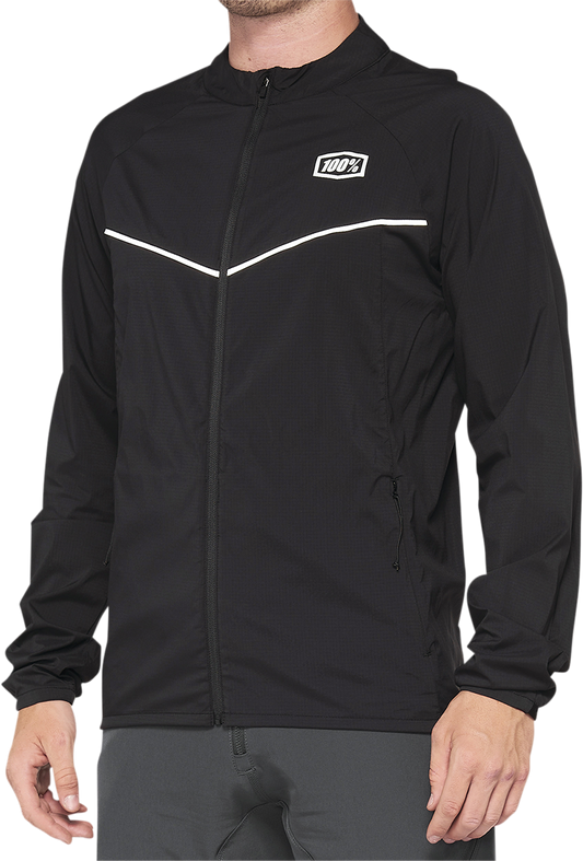 Black Corridor Jacket by Bill's Exhausts, large size, showing front view with collar and zipper details.