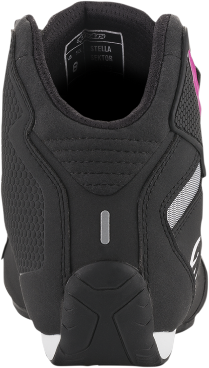 Alpinestars Women's Sektor Shoes in black and pink, US 6.5, featuring sporty design and breathable materials.