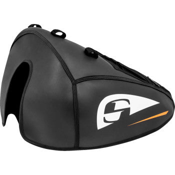 Large Saddlemens Fuel Tank Cover for motorcycles, featuring durable material and sleek design, with branding details visible.