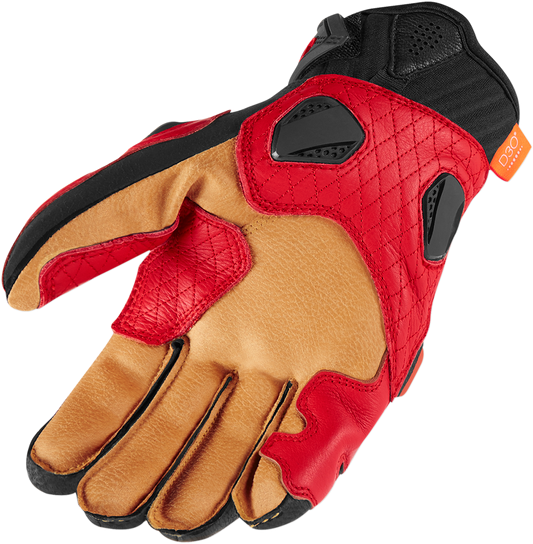 Bill's Exhausts ICON Hypersport™ Short Gloves in red, size XL, showing the sleek, protective design with textured fingertips.