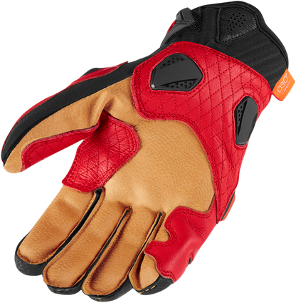 Bill's Exhausts ICON Hypersport™ Short Gloves in red, 3XL size, showing the sleek, lightweight motorcycle riding gloves with reinforced fingertips.