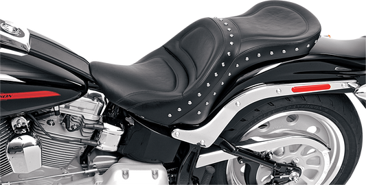 SADDLEMEN Explorer Special Seat for Harley FLSTF '07-'17, by Bill's Exhausts, showing the black motorcycle seat with textured surface.