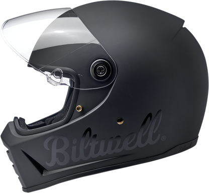 BILTWELL Lane Splitter helmet in flat black for small size, featuring a sleek motorcycle helmet design from Bill's Exhausts.