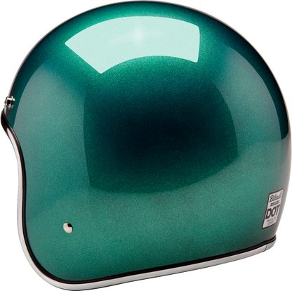 BILTWELL Bonanza helmet in metallic Catalina green, medium size, featuring a smooth, glossy finish and classic design.