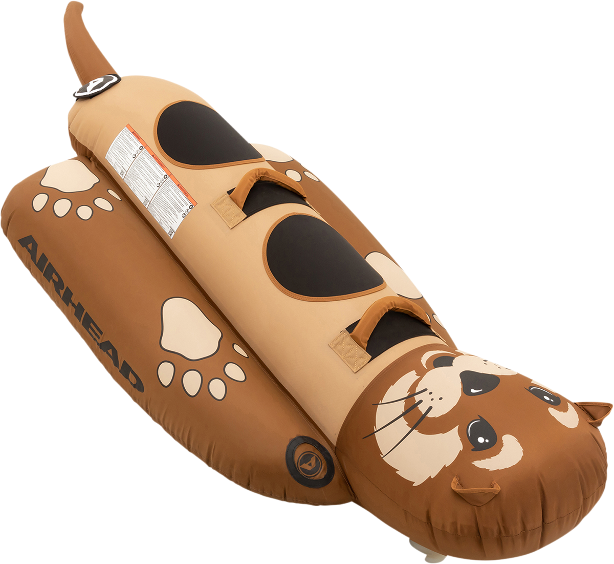 Airhead Sports Group Otter riding tube for water fun, towable water tube by Bill's Exhausts with vibrant orange and blue colors.