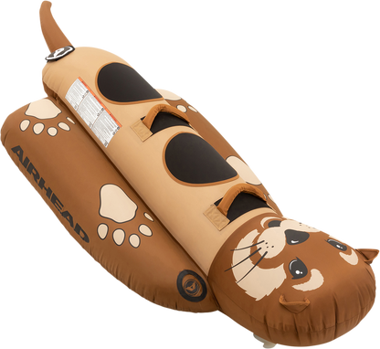 Airhead Sports Group Otter riding tube for water fun, towable water tube by Bill's Exhausts with vibrant orange and blue colors.