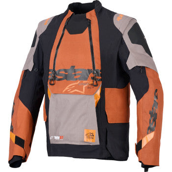Alpinestars Halo Pro DS Xf winter jacket in black with rust and laminated details, size small, showcasing front view.