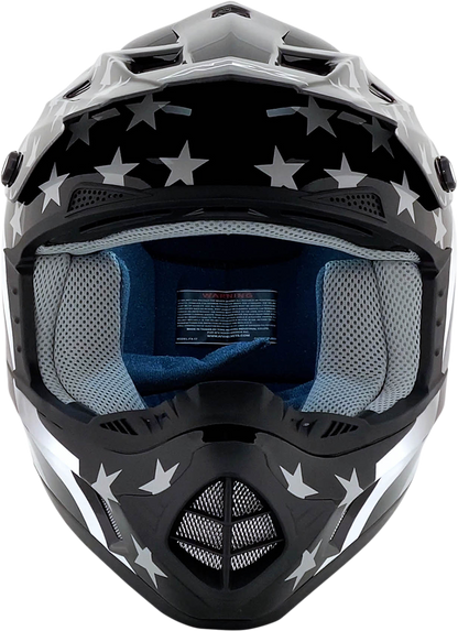 Bill's Exhausts AFX FX-17 helmet with flag design in stealth style, size XL, showcasing the aerodynamic helmet exterior.