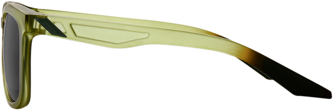 Bill's Exhausts Hudson sunglasses with black mirror lenses and olive frames, showcasing a stylish, modern design.
