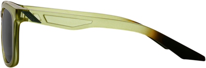 Bill's Exhausts Hudson sunglasses with black mirror lenses and olive frames, showcasing a stylish, modern design.