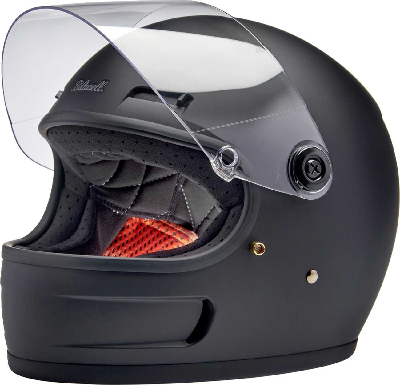 BILTWELL Gringo SV helmet in flat black, large size, with smooth aerodynamic design and secure strap closure.