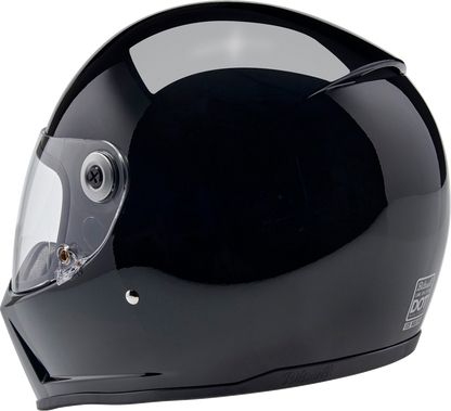 Gloss black BILTWELL Lane Splitter motorcycle helmet in 2XL size, featuring a sleek, aerodynamic design for rider safety.