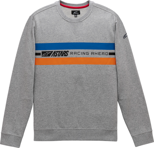 Bill's Exhausts AlpineStars Highway Crew Fleece in Heather Gray, large size, casual protective gear with soft fabric and relaxed fit.