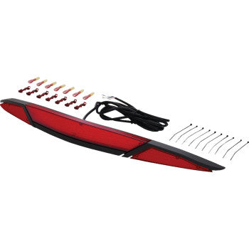 Bill's Exhausts SHOW CHROME LED Trunk Light with red lens on black housing for Honda GL1800 motorcycle, showing the illuminated red lens.