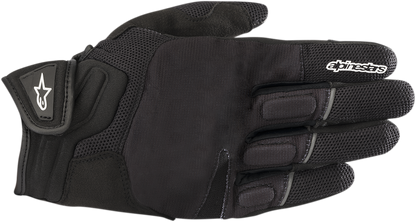 Black Alpinstars Atom gloves in 3XL size, showcasing durable motorcycle glove design with textured grip and secure closure.