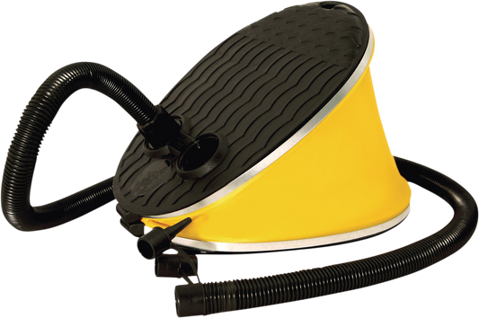 Bill's Exhausts Bellows Foot Pump for water inflatables, featuring a sturdy metal body and ergonomic foot pedal for easy use.