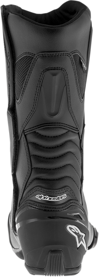 Alpinestars SMX-S motorcycle boots in black, US size 9, EU size 43, featuring protective design and sturdy construction.