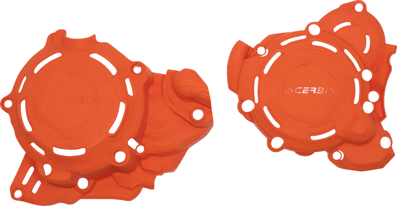 Orange ACERBIS X-Power kit body for Husqvarna and KTM motorcycles, designed for enhanced performance and durability.