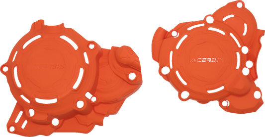 Orange ACERBIS X-Power kit body for Husqvarna and KTM motorcycles, designed for enhanced performance and durability.