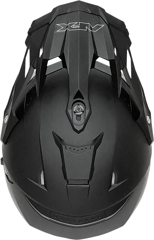 Bill's Exhausts AFX FX-41DS matte black motorcycle helmet in XL size, showing the sleek, aerodynamic design and secure strap.