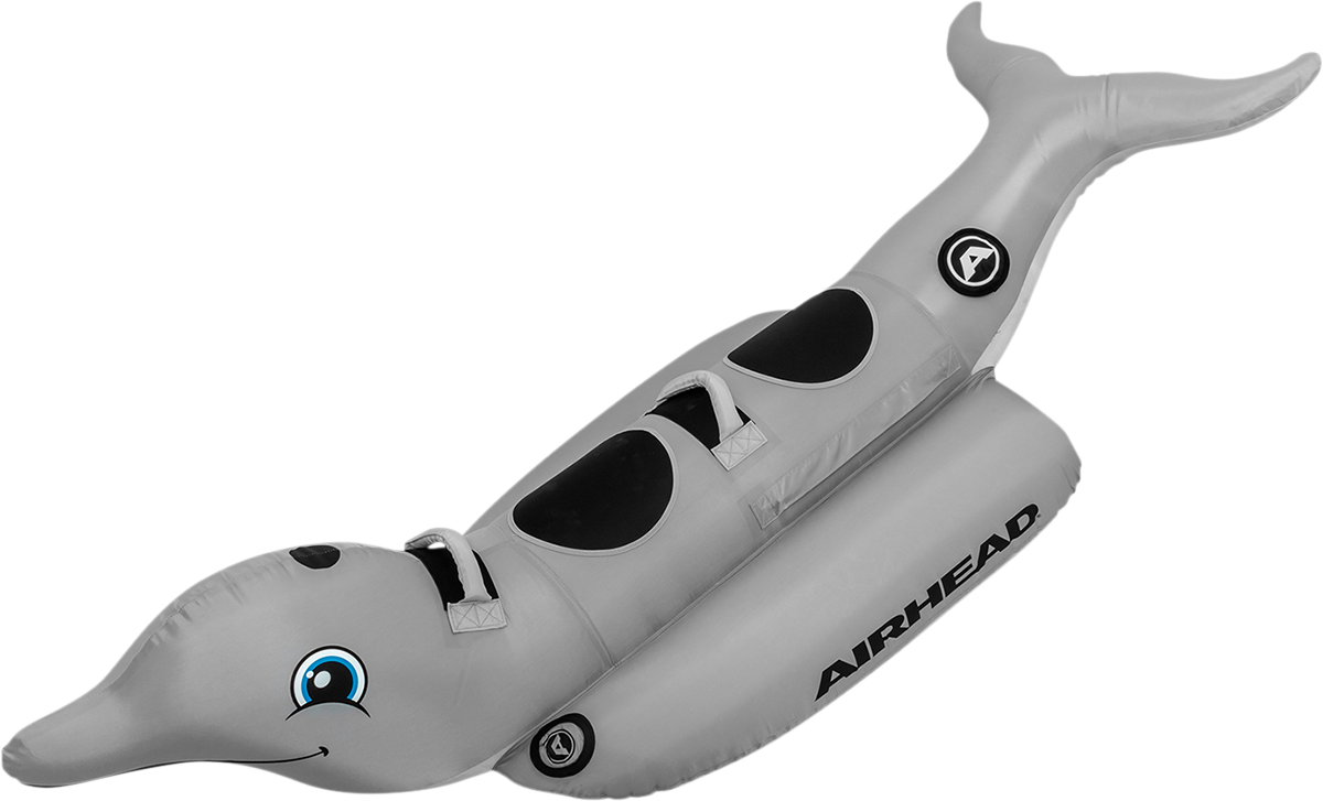 Bill's Exhausts Dolphin Riding Tube for water sports, inflatable towable tube featuring a dolphin design for fun on the water.