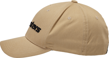 Alpinestars Linear Hat in sand and black, small/medium size, showcasing a stylish design and adjustable fit.