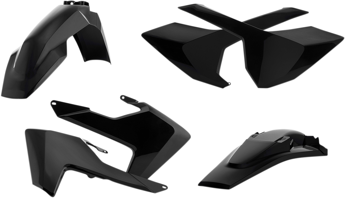A black Acerbis standard replacement body kit for motorcycles, showing the assembled body panels on a neutral background.