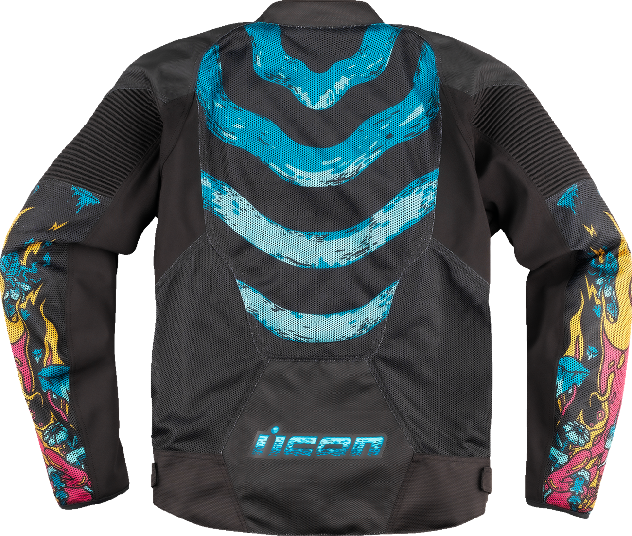 Bill's Exhausts ICON Overlord3 Mesh Munchies™ teal jacket in medium, featuring a lightweight, breathable design with full zip closure.