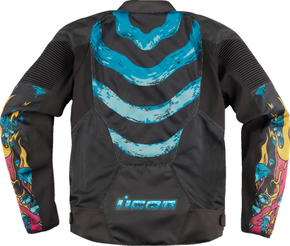 Bill's Exhausts ICON Overlord3 Mesh Munchies™ teal jacket in medium, featuring a lightweight, breathable design with full zip closure.