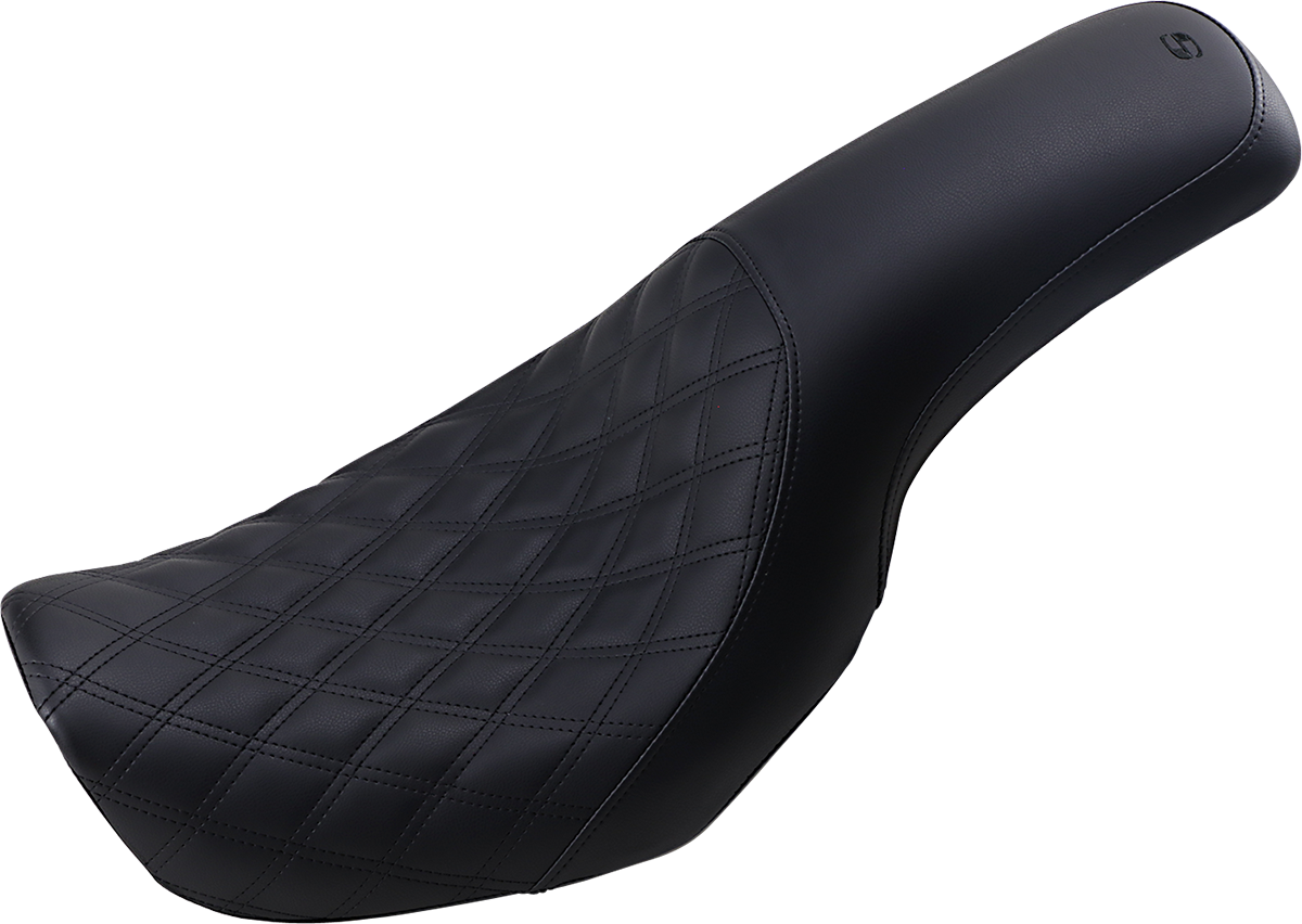 Black SADDLEMEN Profiler motorcycle seat with front lattice and smooth rear design, featuring a sleek and ergonomic shape.