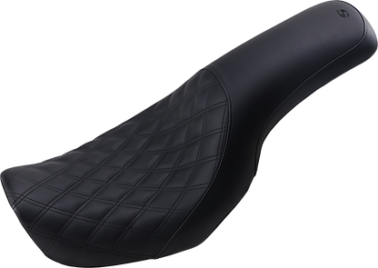 Black SADDLEMEN Profiler motorcycle seat with front lattice and smooth rear design, featuring a sleek and ergonomic shape.